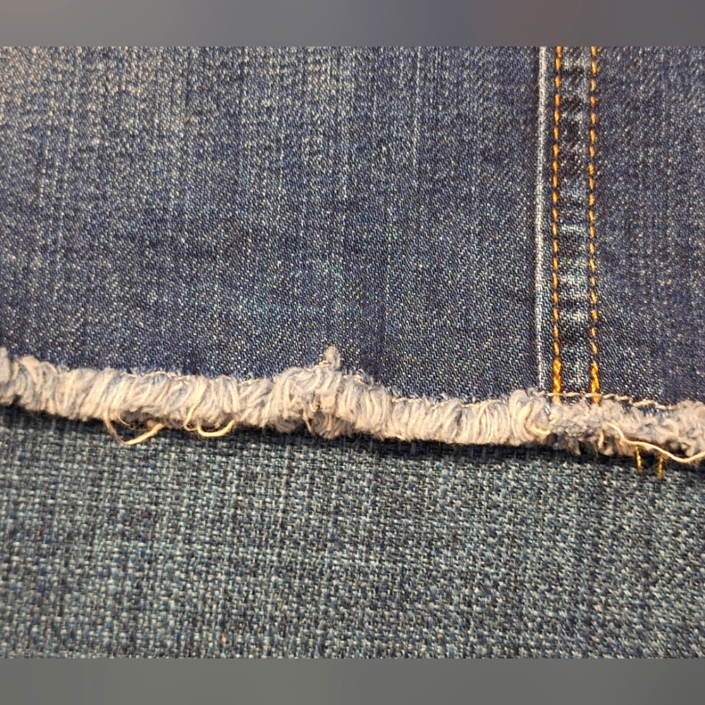 JUST BLACK | Denim, Mini Skirt w/ Frayed Hem - Picture 10 of 16